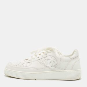 luxury-women-chanel-used-shoes-p1191047-003.jpg chanel white leather cc low top sneakers size 36.5