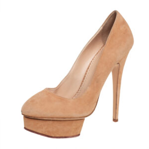 charlotte olympia beige suede dolly platform pump size 40