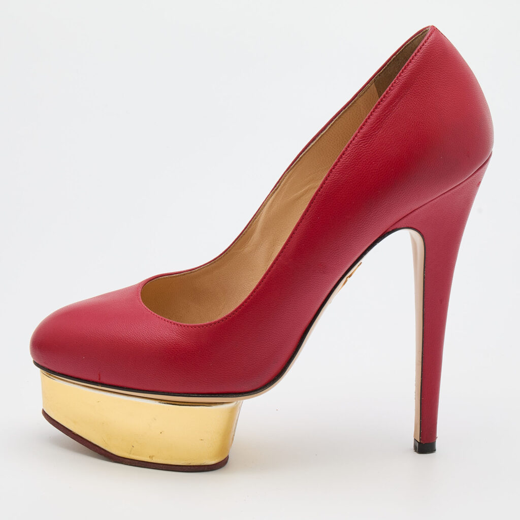 luxury-women-charlotte-olympia-used-shoes-p735571-004.jpg Charlotte Olympia Red Leather Dolly Platform Pumps Size 37