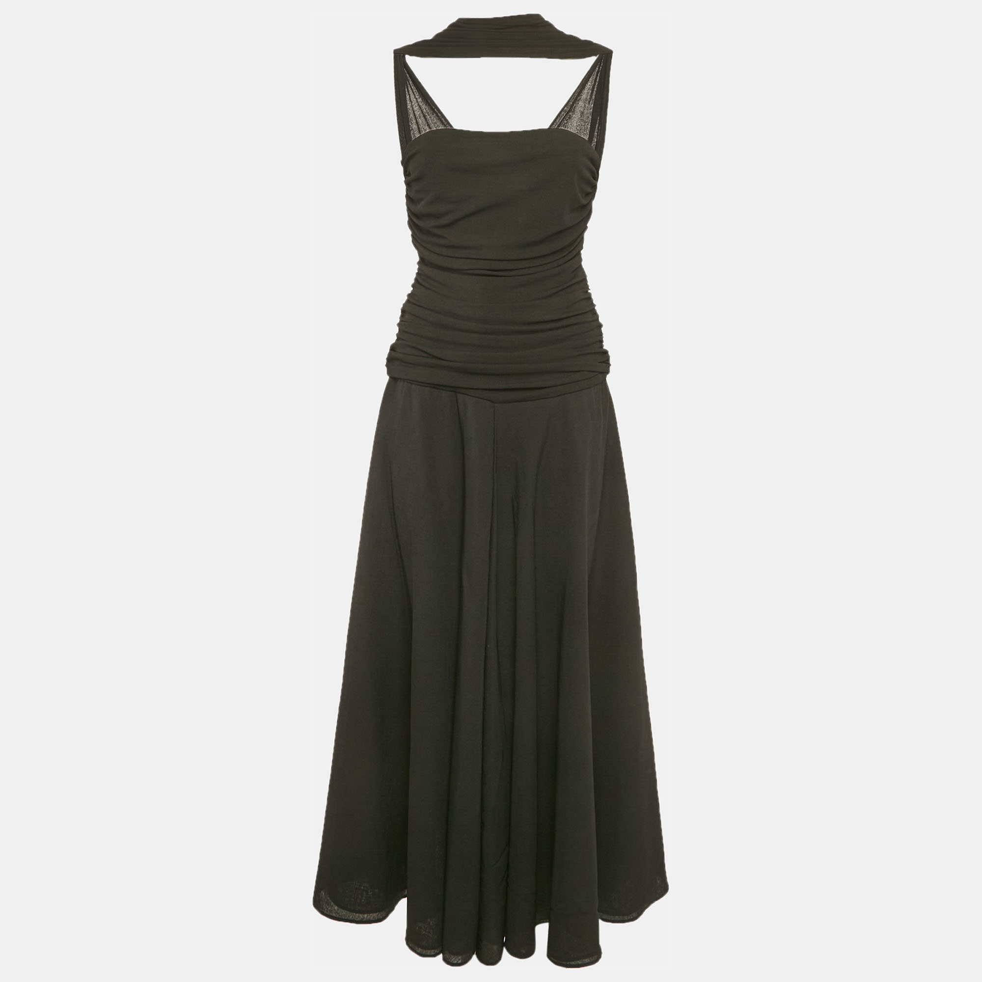 chats by c.dam black jersey knit  deema al asadi midi dress s