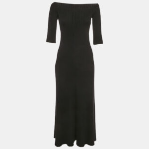 luxury-women-chloe-used-clothes-p1177263-006.jpg chloé black rib knit high neck flared midi dress xs