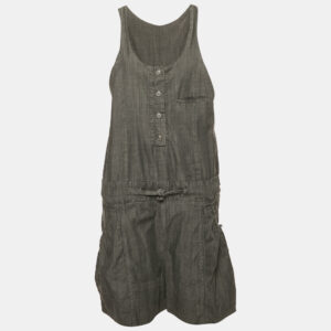 chloe dark grey cotton waist tie-up dungaree m