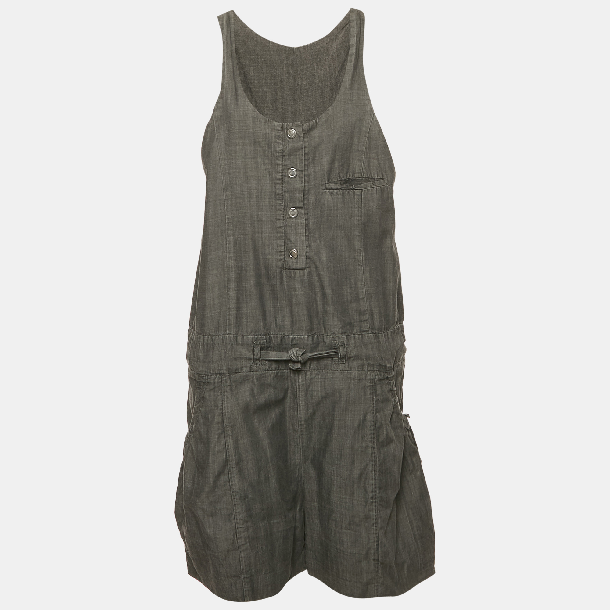 chloe dark grey cotton waist tie-up dungaree m