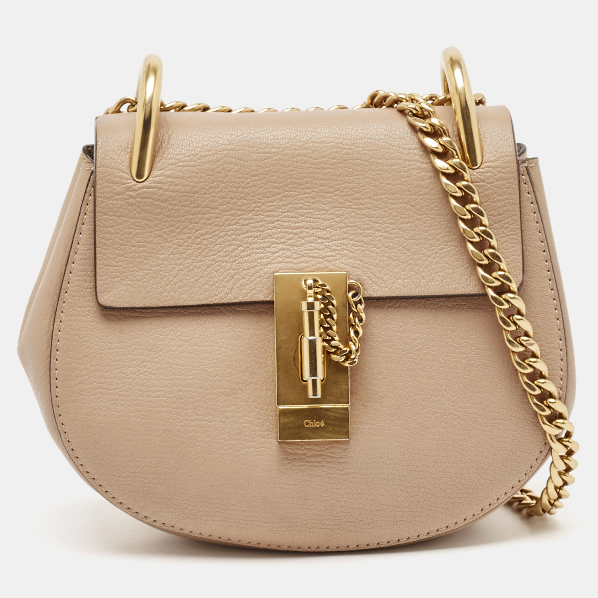 chloe beige leather small drew shoulder bag