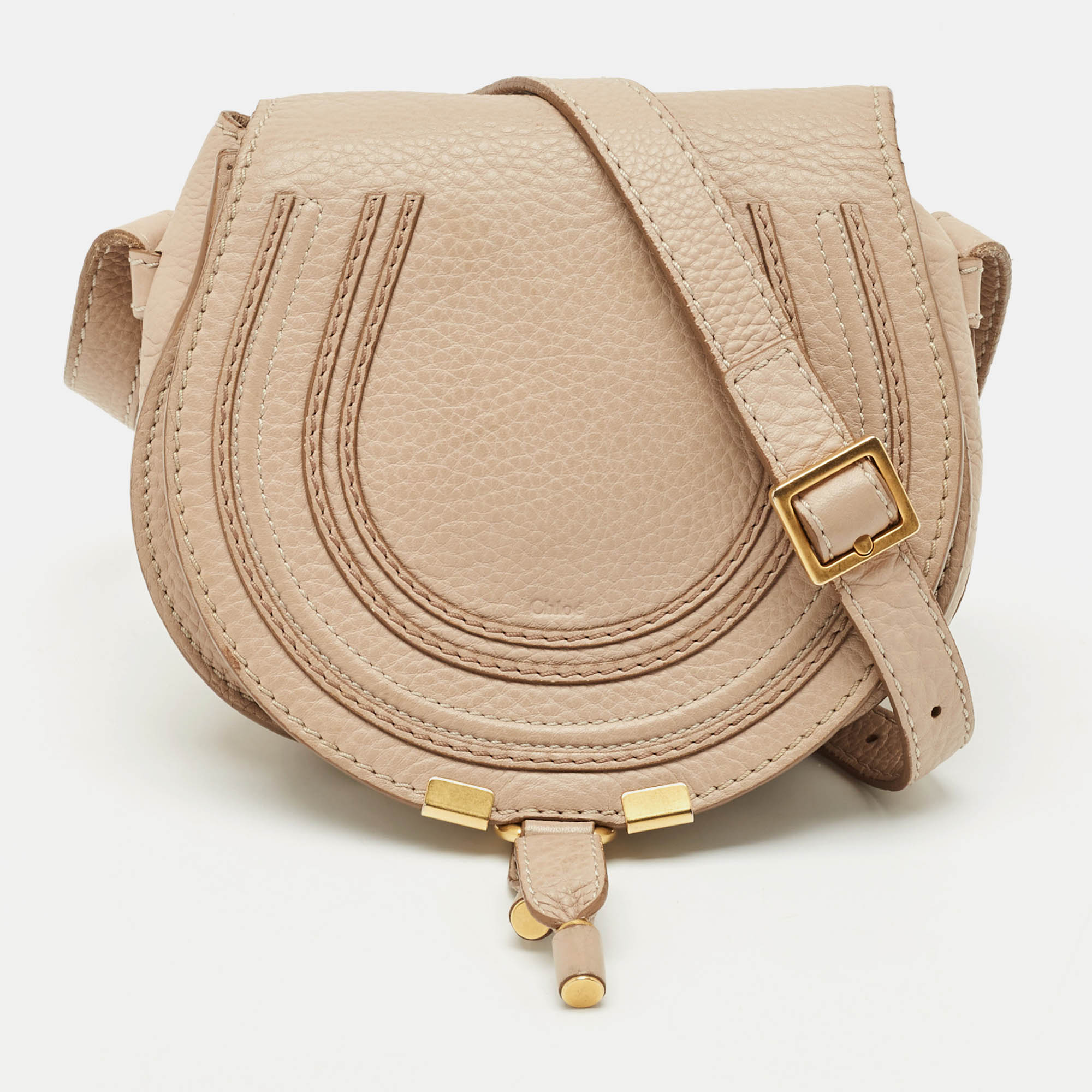 chloe beige leather mini marcie saddle crossbody bag