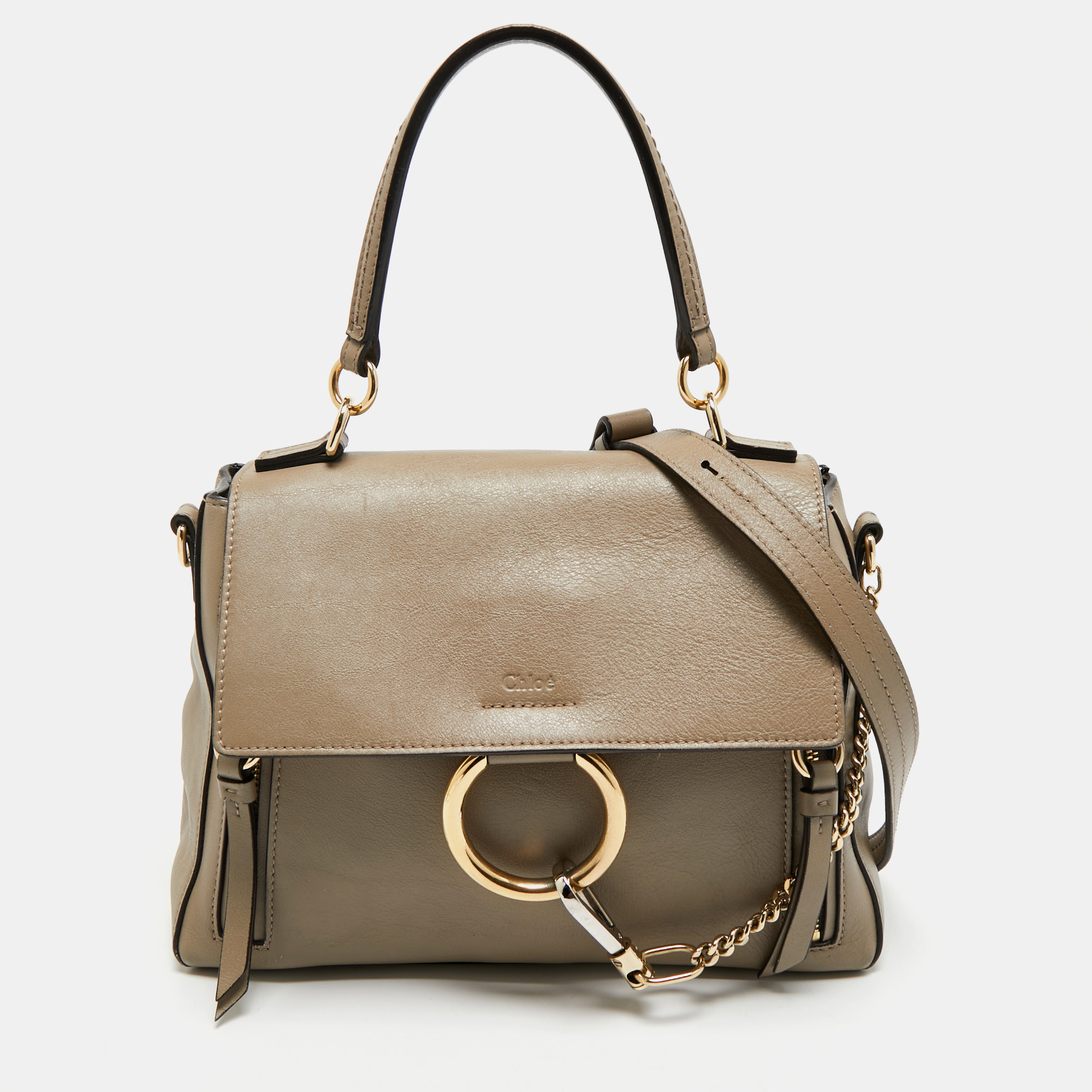 chlo&eacute; motty grey leather small faye day shoulder bag