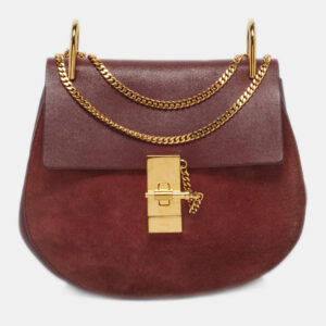 luxury-women-chloe-used-handbags-p1179980-004.jpg chloe burgundy leather and suede medium drew shoulder bag
