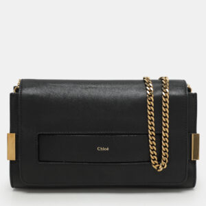 luxury-women-chloe-used-handbags-p1180150-001.jpg chloe black leather and python trim elle chain clutch