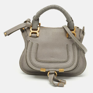 chloe light grey leather mini marcie shoulder bag