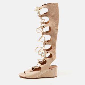 chloe beige suede gladiator wedge gladiator sandals size 36