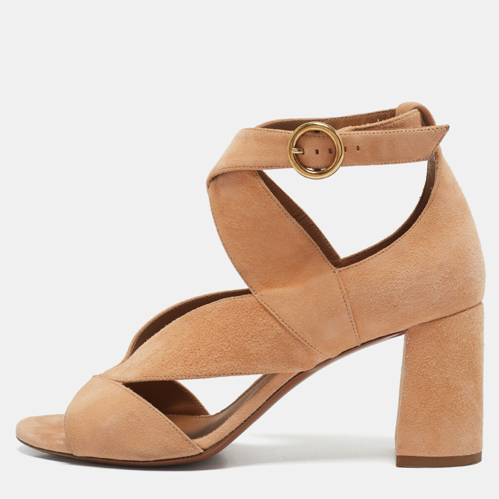 luxury-women-chloe-used-shoes-p1136258-010.jpg Chloe Orange Suede Ankle Strap Sandals Size 38