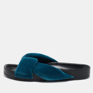 chloe blue velvet crisscross  flat sandals size 39