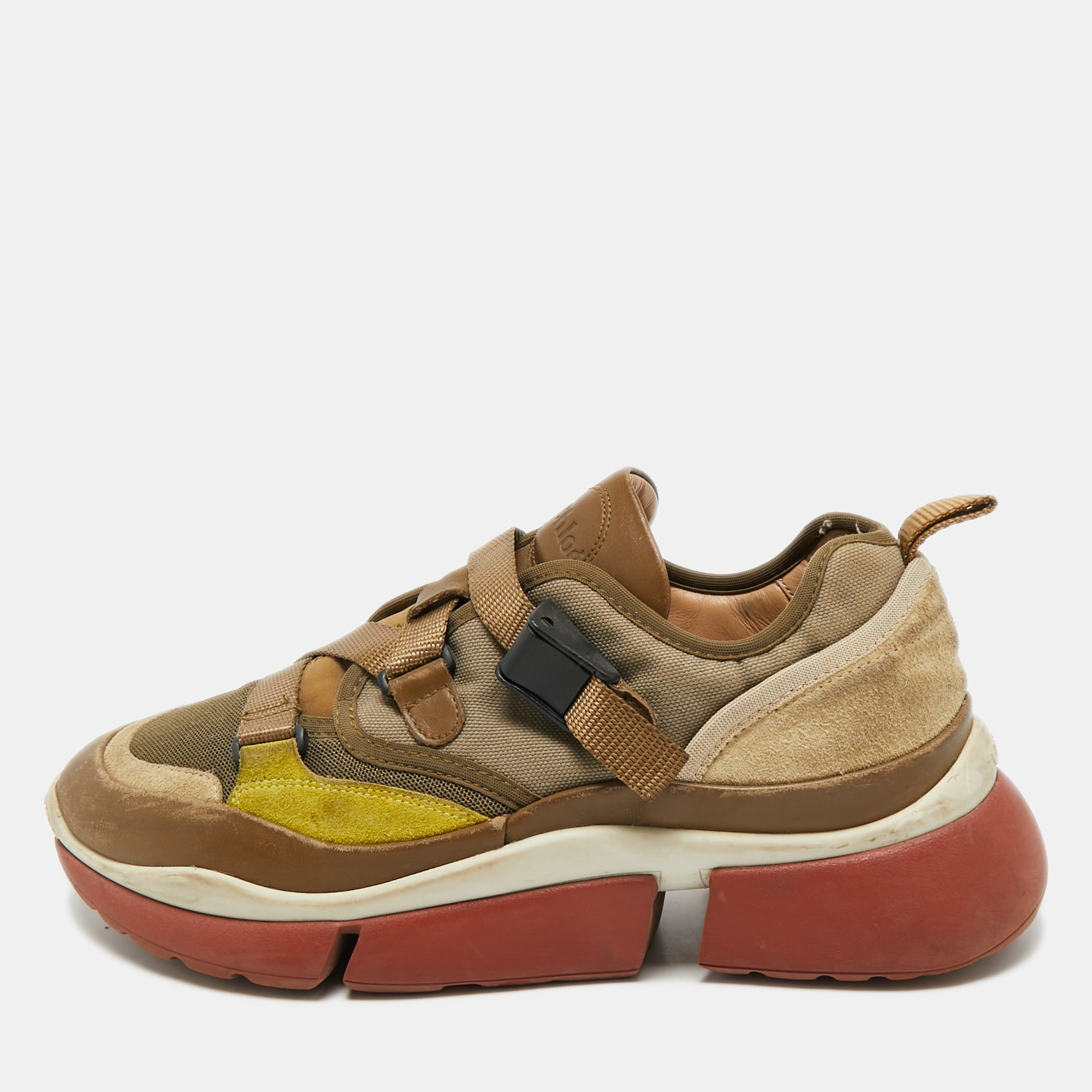 chloe tricolor suede and mesh sonnie sneakers size 39