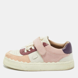 luxury-women-chloe-used-shoes-p1210053-001.jpg chloe multicolor leather and suede lauren lace up sneakers size 40