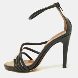 chloe black leather strappy ankle strap sandals size 38