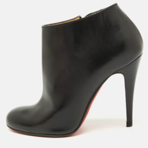 christian louboutin black leather belle ankle length boots size 36.5