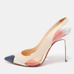 christian louboutin tricolor leather air chance slingback pumps size 37.5
