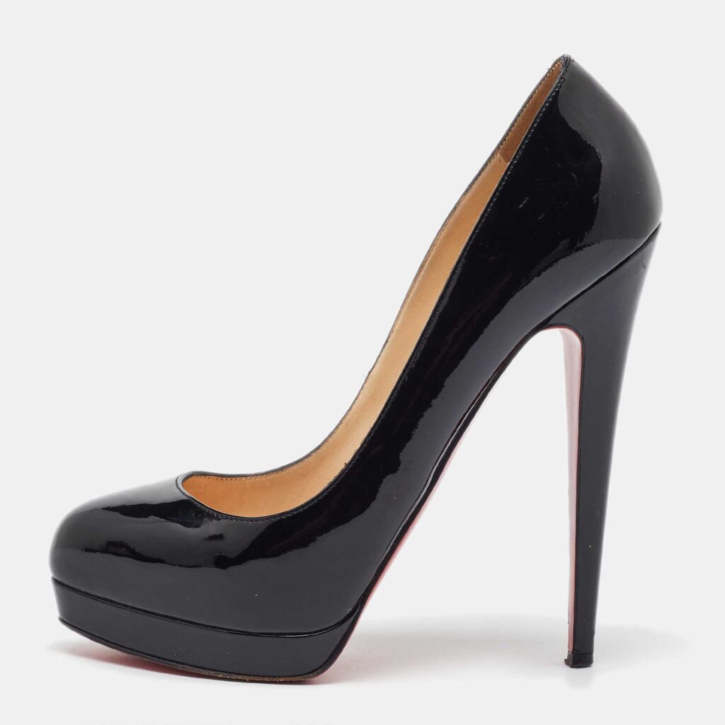 luxury-women-christian-louboutin-used-shoes-p1134149-003.jpg Christian Louboutin Black Patent Leather Bianca Platform Pumps Size 39
