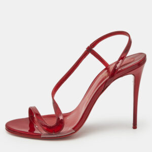 christian louboutin red patent leather rosalie sandals size 40