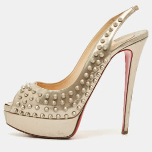 luxury-women-christian-louboutin-used-shoes-p1178199-003.jpg christian louboutin gold leather clou noeud platform slingback sandals size 39.5
