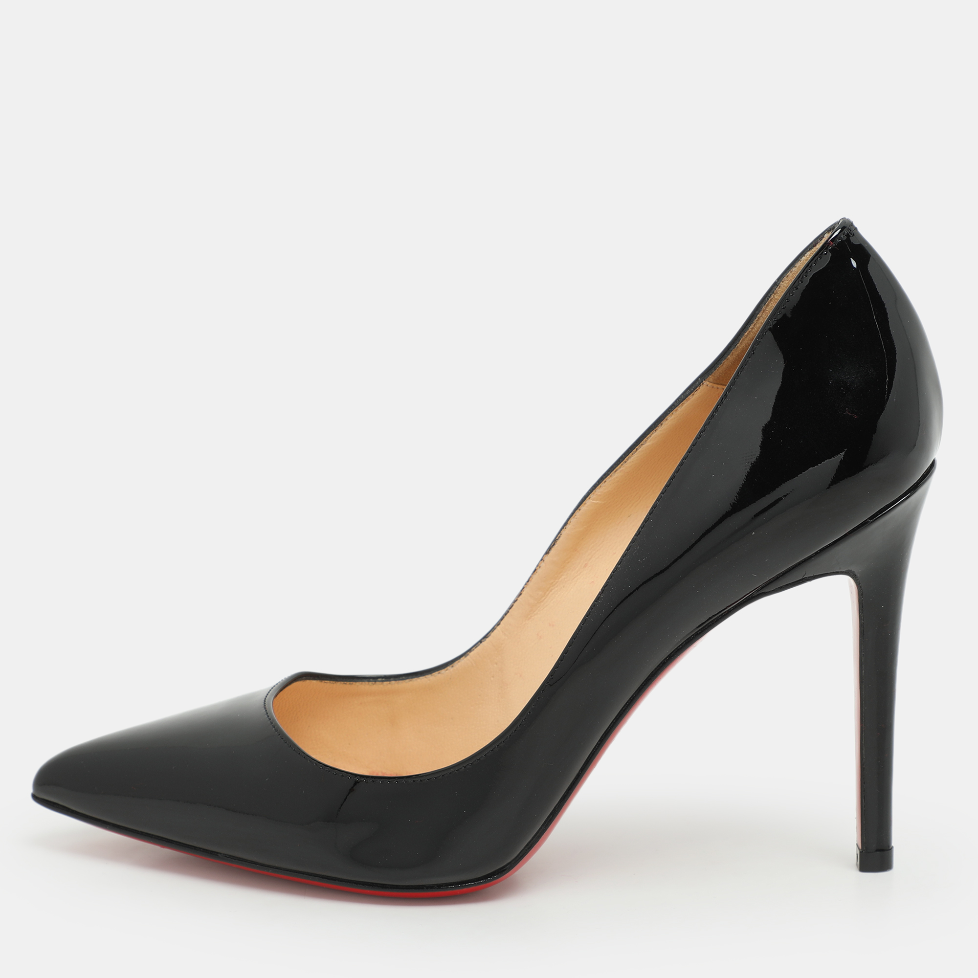 christian louboutin black patent leather pigalle pumps size 36.5