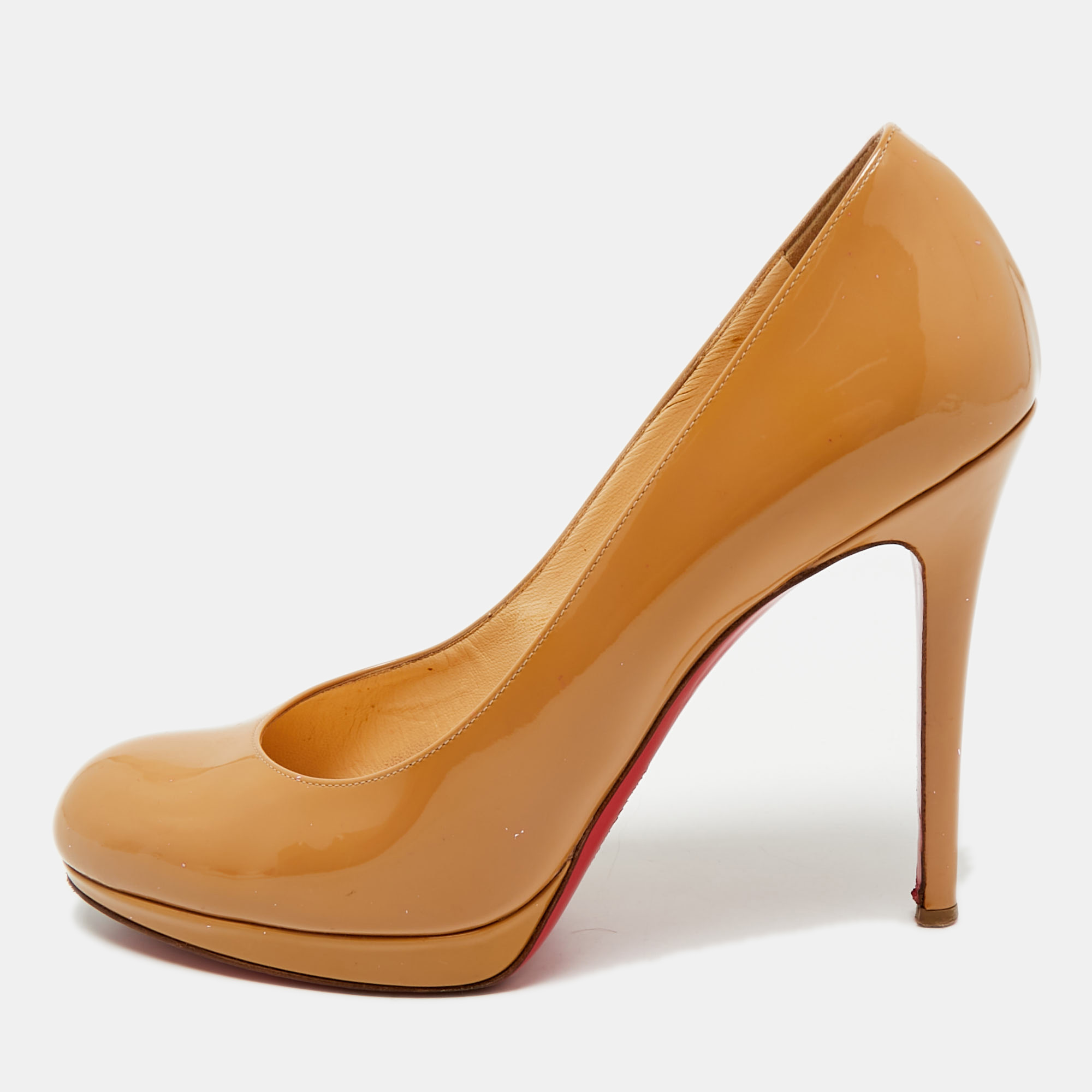 christian louboutin beige patent leather new simple pumps size 39.5