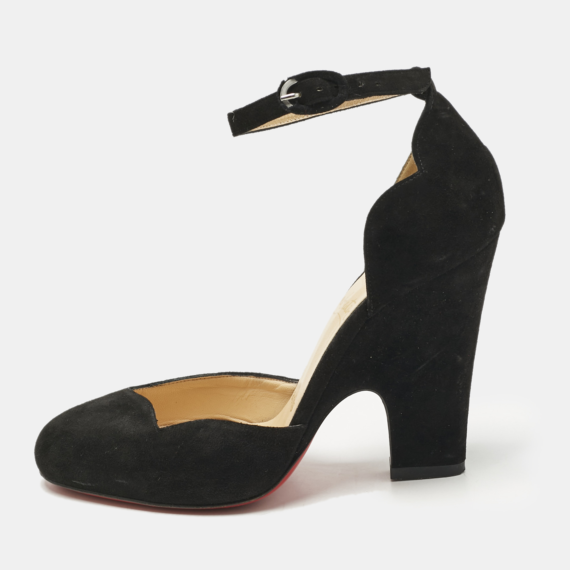 christian louboutin black suede mary jane pumps size 37