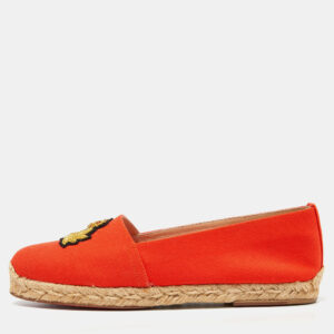 christian louboutin orange canvas galia espadrille flats size 38