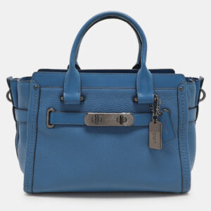 coach blue leather swagger satchel