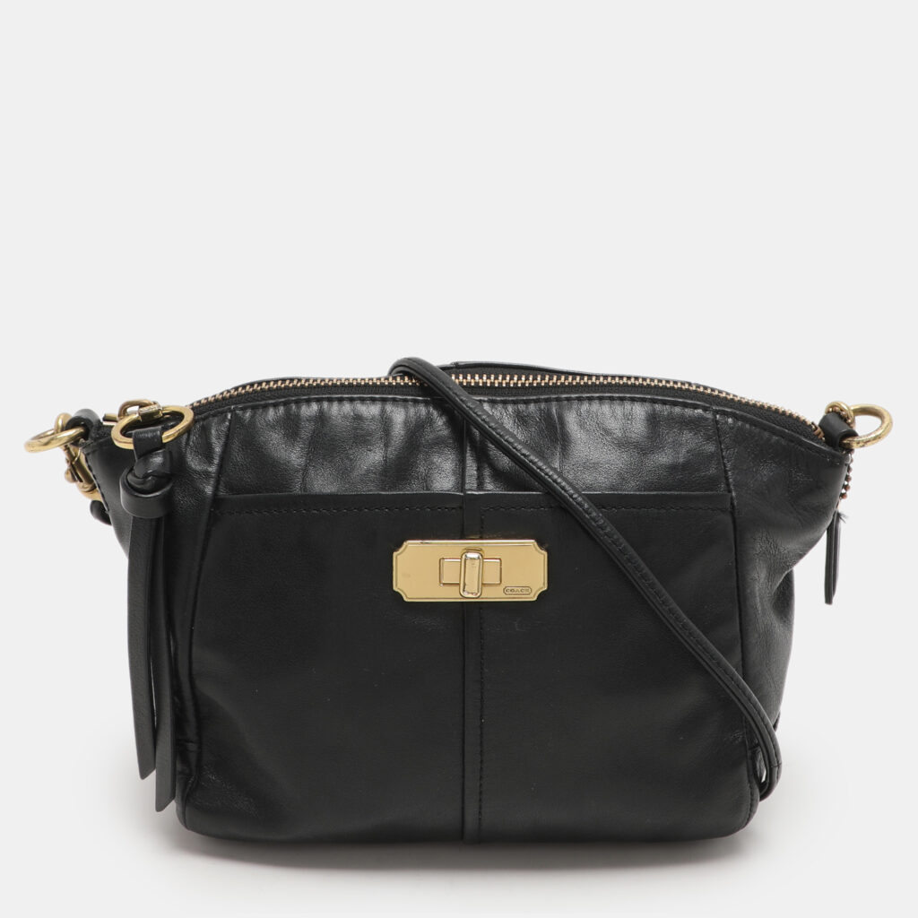 luxury-women-coach-used-handbags-p1113601-001.jpg Coach Black Leather Crossbody Bag
