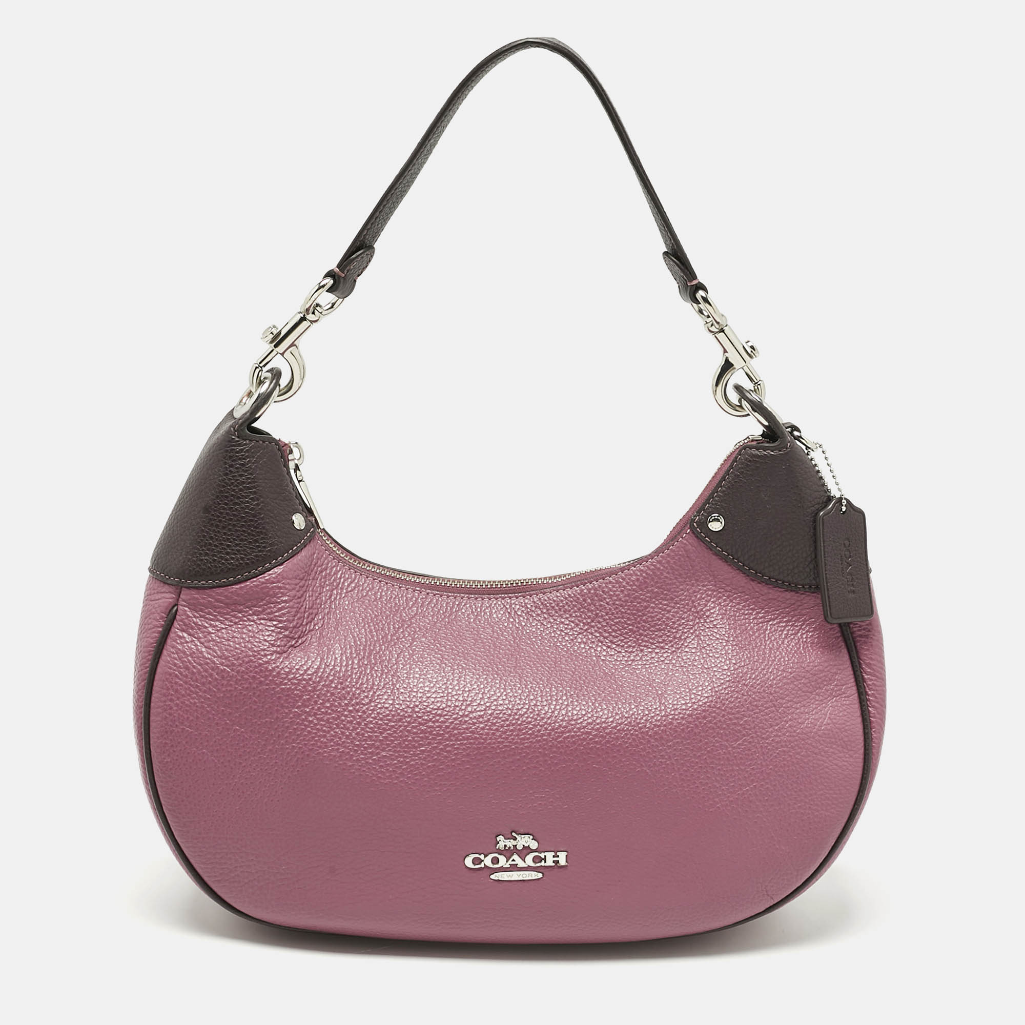 coach pink/burgundy leather mara hobo