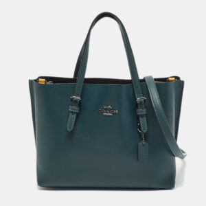 luxury-women-coach-used-handbags-p1190132-002.jpg coach dark green leather mollie 25 tote