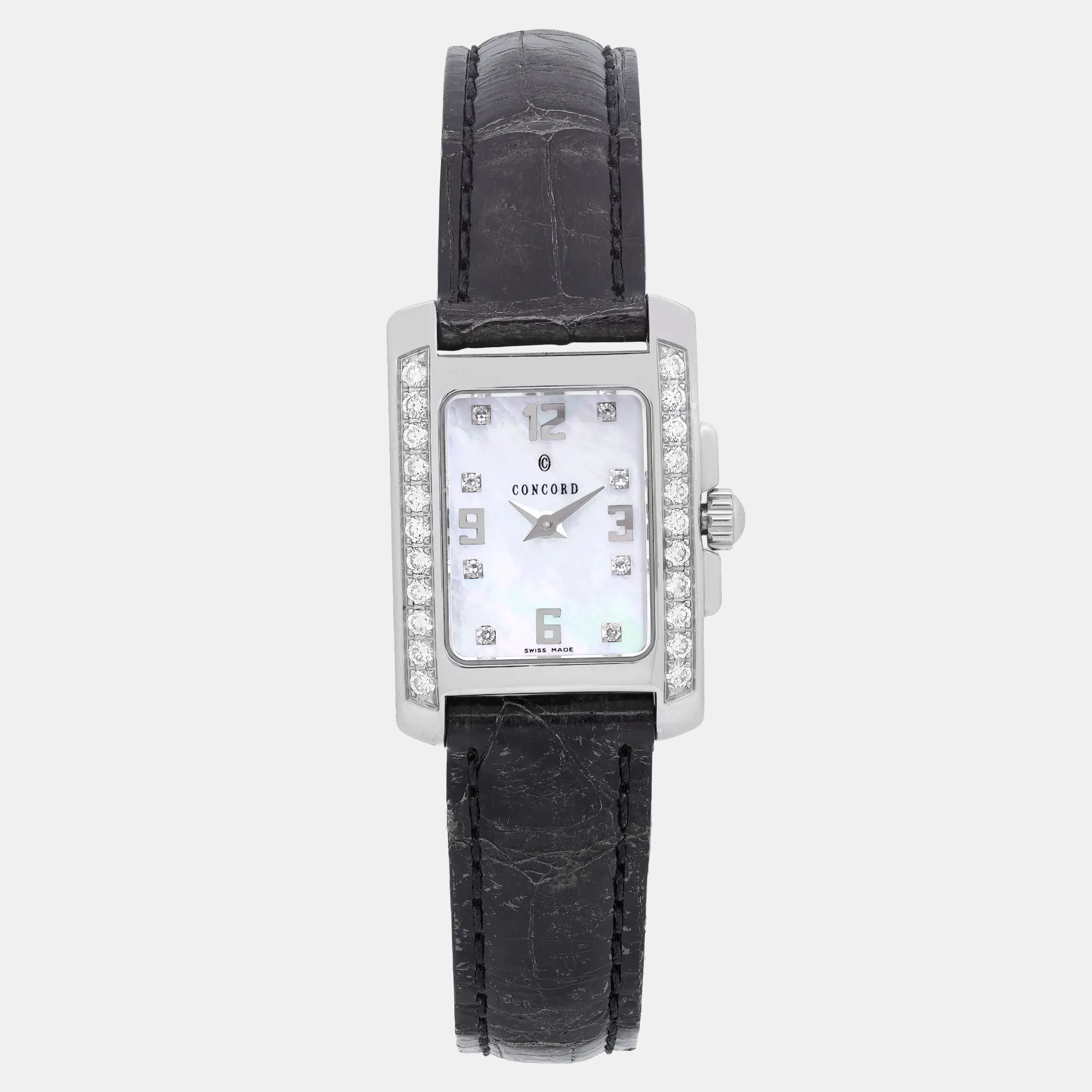 concord sportivo 14.25.662.1 quartz mop diamond dial stainless steel women's wristwatch 19 mm