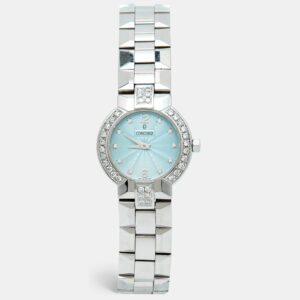 luxury-women-concord-used-watches-p1206514-001.jpg concord la scala 14.g4.1843 powder blue dial stainless steel diamond women's wristwatch 26 mm