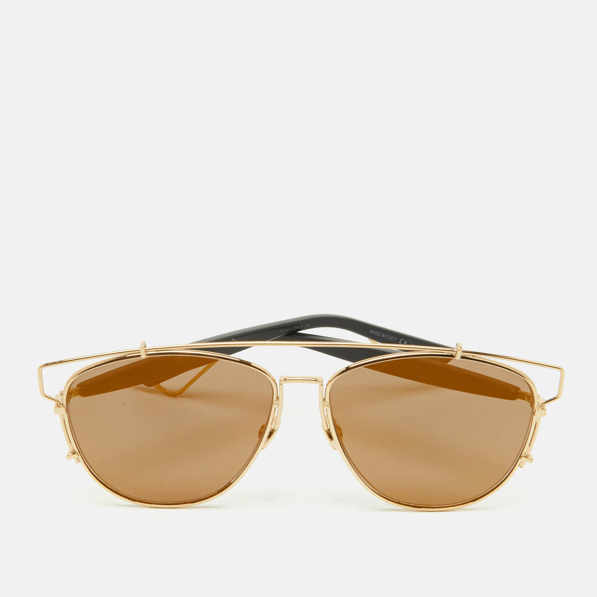 dior gold mirrored technologic aviator sunglasses