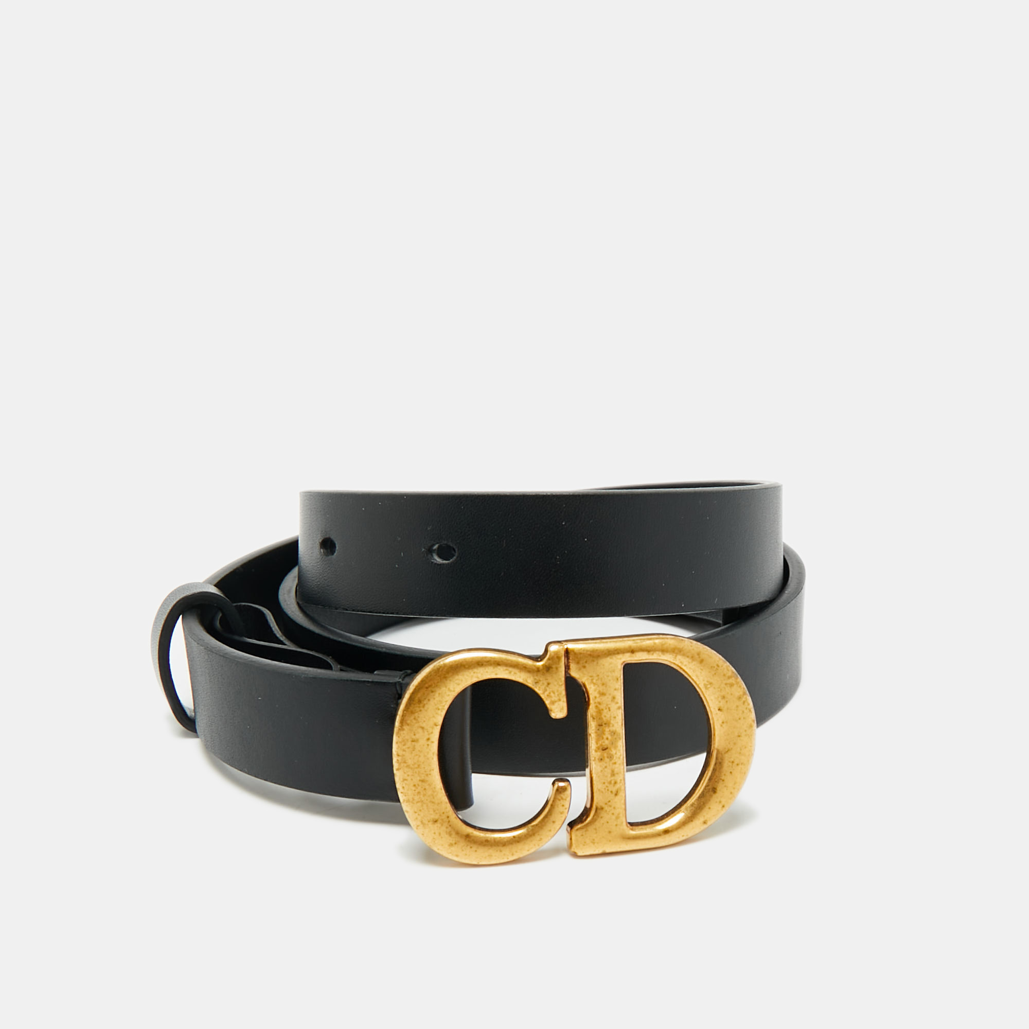 dior black leather saddle slim belt 70 cm