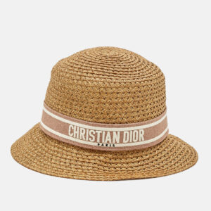 luxury-women-dior-used-accessories-p1202976-005.jpg christian dior beige logo straw bucket hat size 57