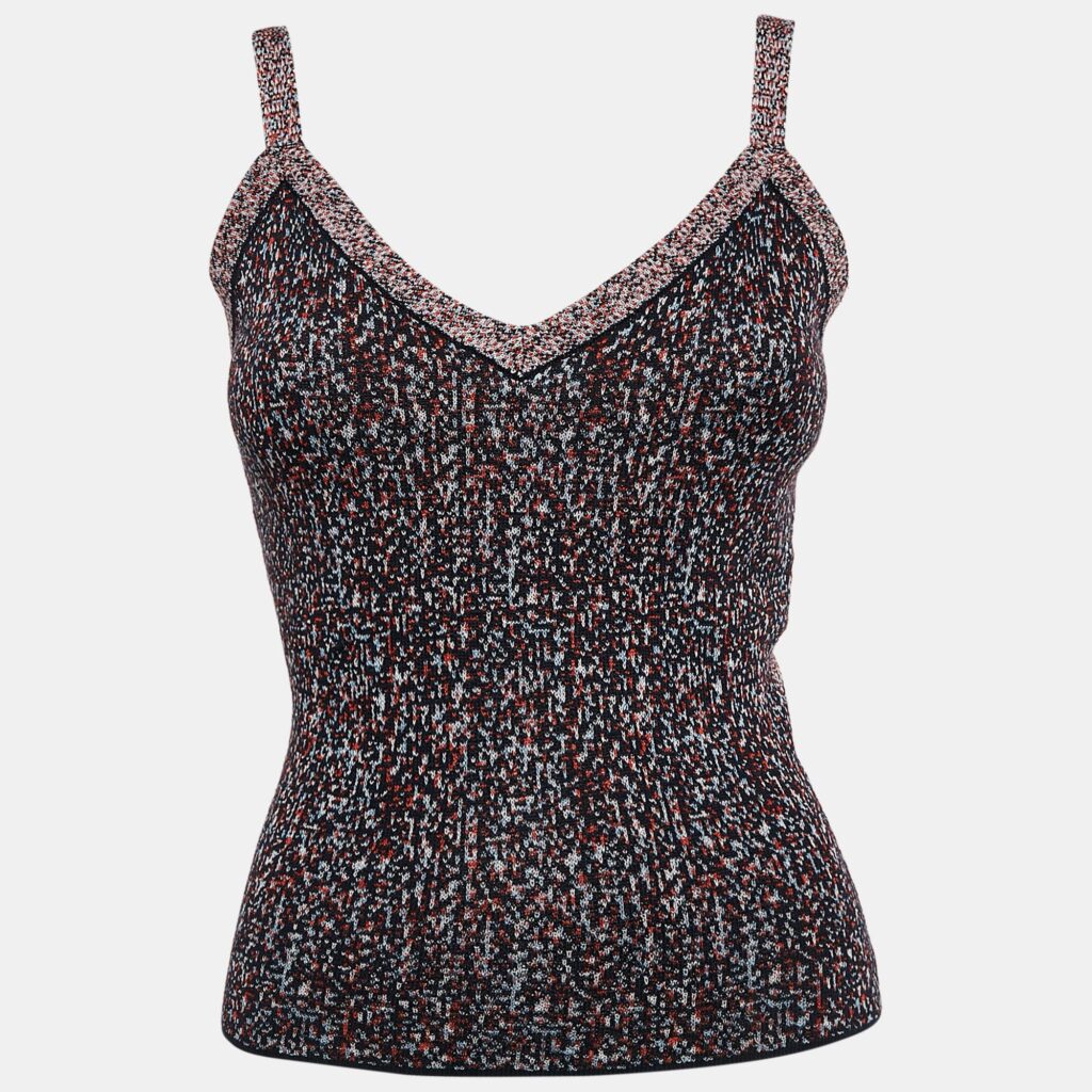 Christian Dior Blue/Orange Knit Tank Top M
