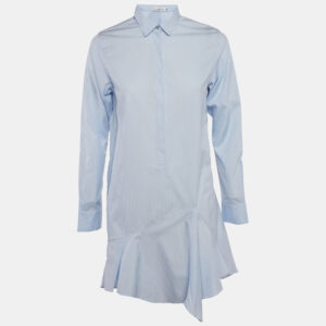 dior blue stripe cotton asymmetric mini dress s
