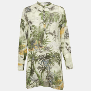 christian dior green printed cotton voile tunic top m