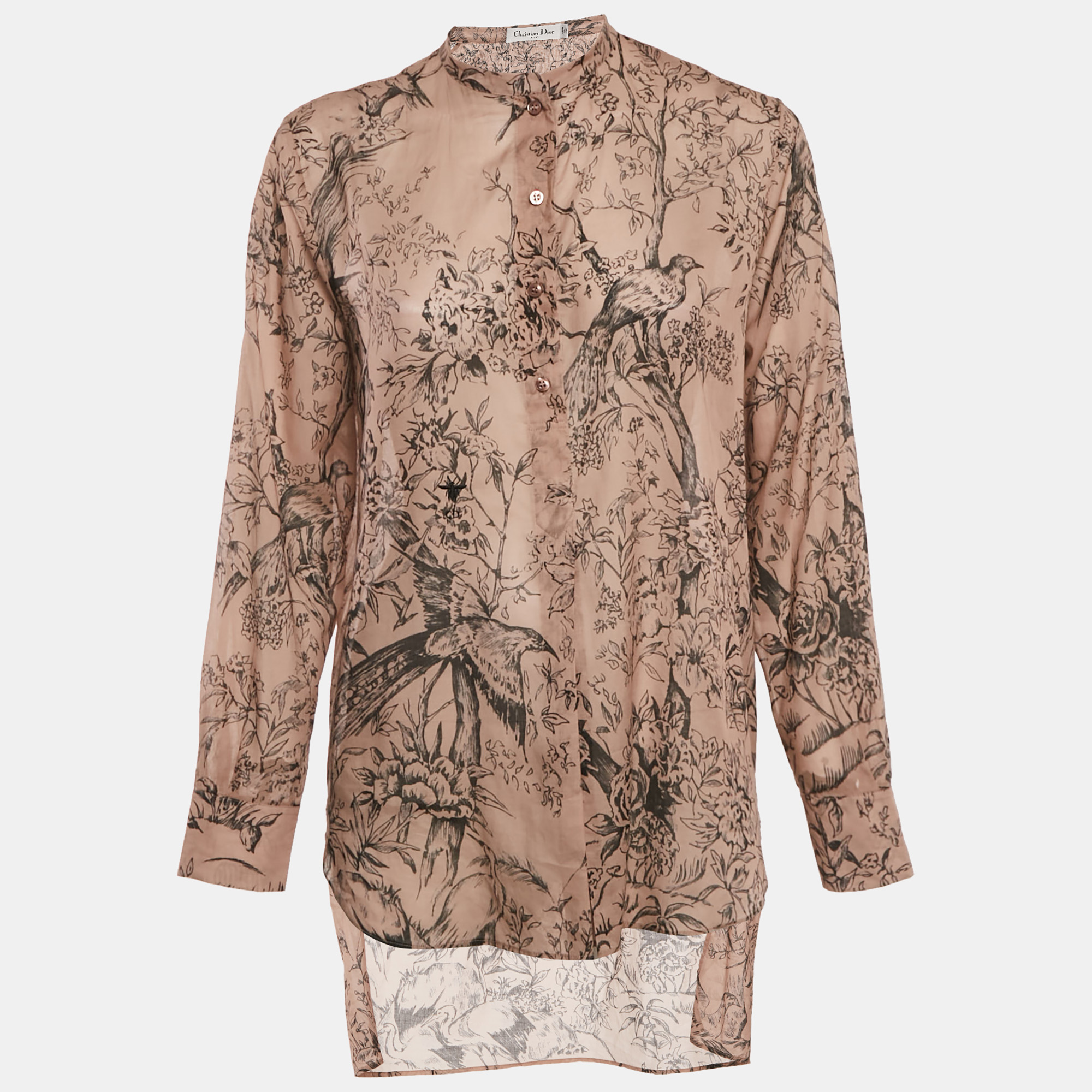 christian dior beige jungle print cotton full sleeve tunic top s