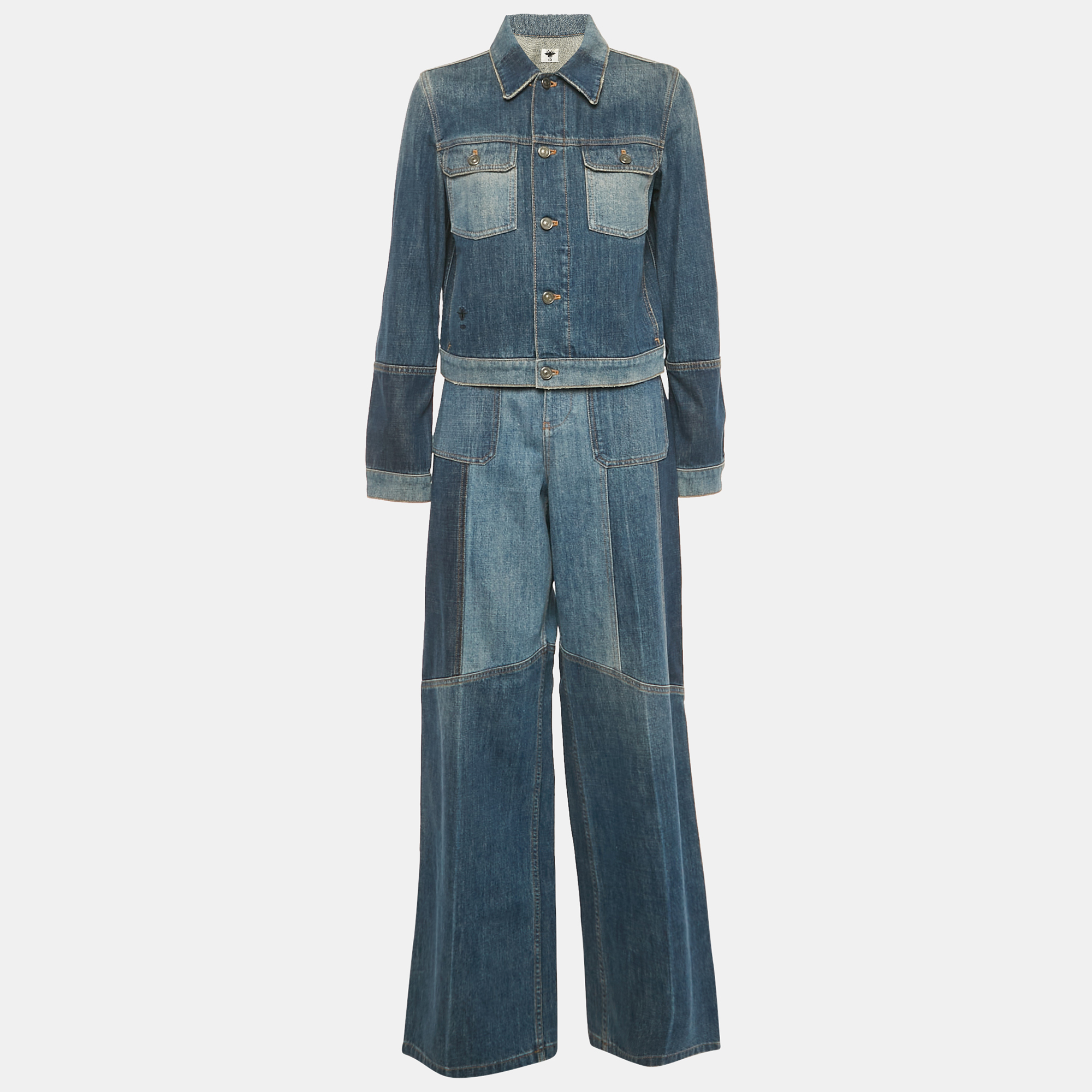 dior blue denim jacket and pants set m