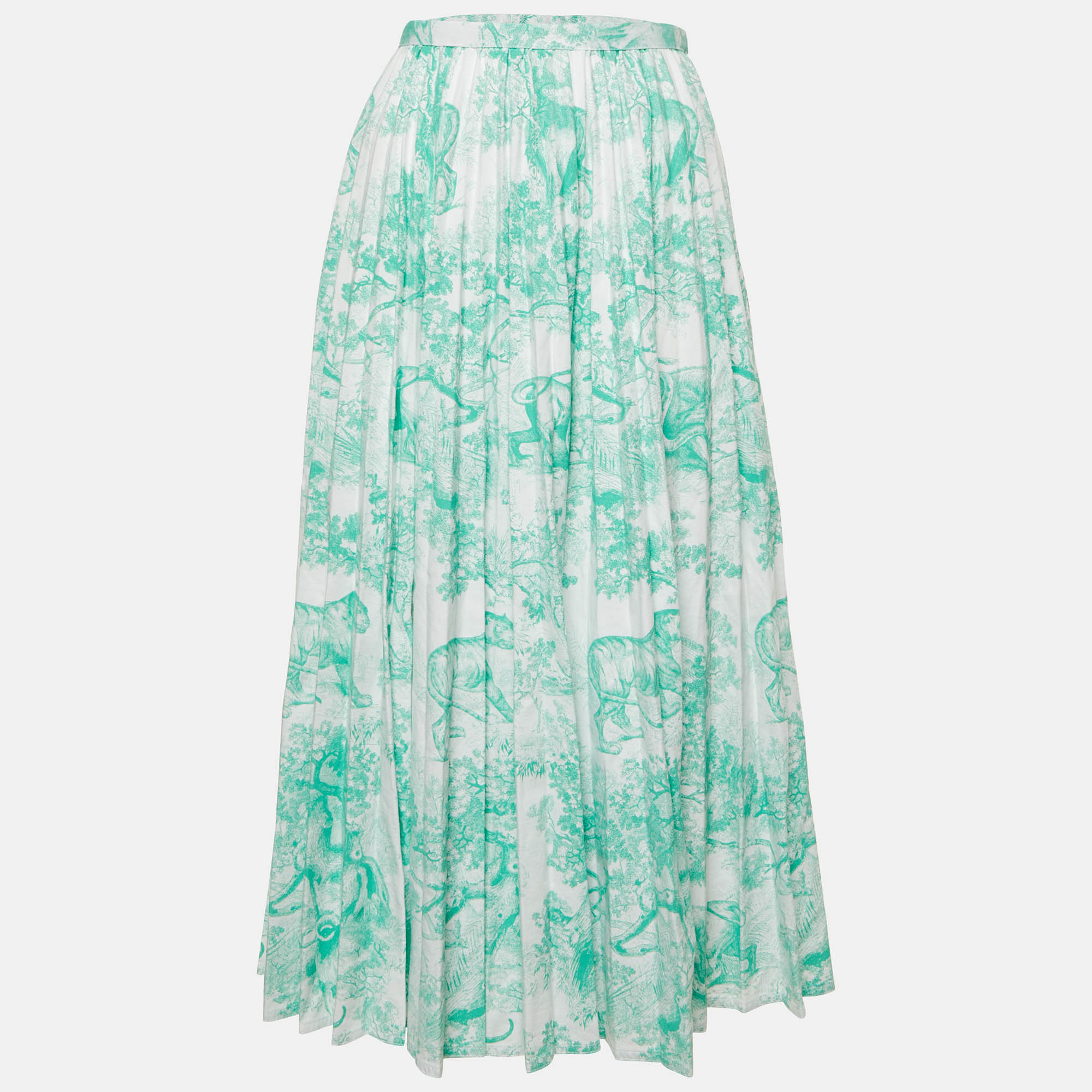 dior green/white toile de jouy cotton dioriviera flared skirt m