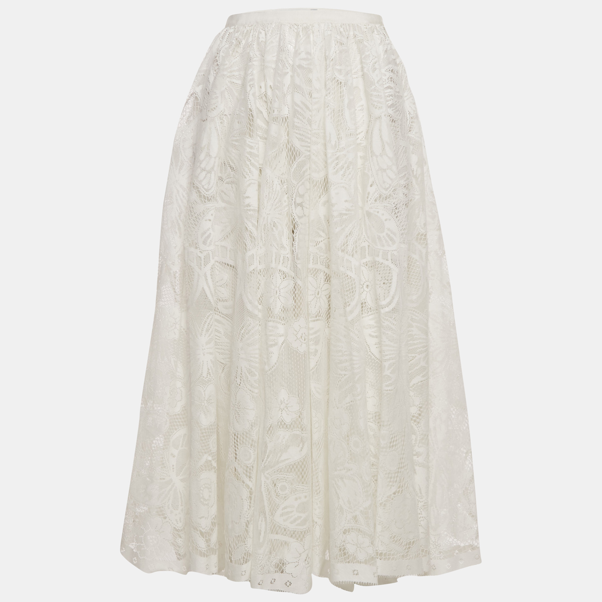 dior white lace midi skirt s