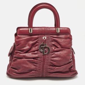 dior burgundy leather karenina frame tote