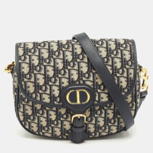 dior navy blue oblique canvas bobby medium shoulder bag