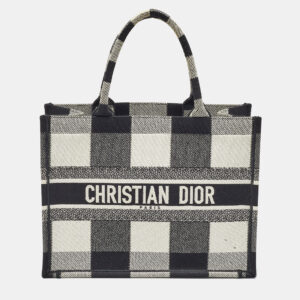 dior black/white check'n'dior canvas medium book tote