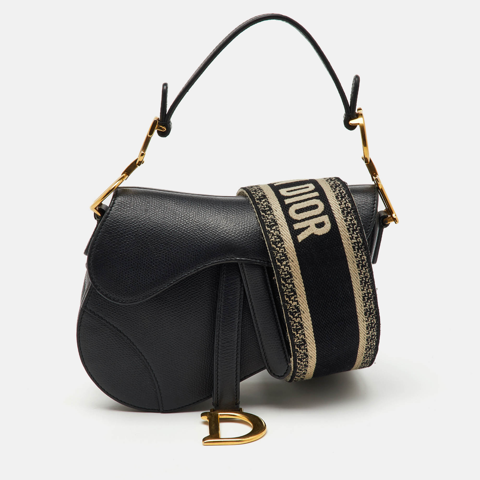 dior black leather mini saddle bag
