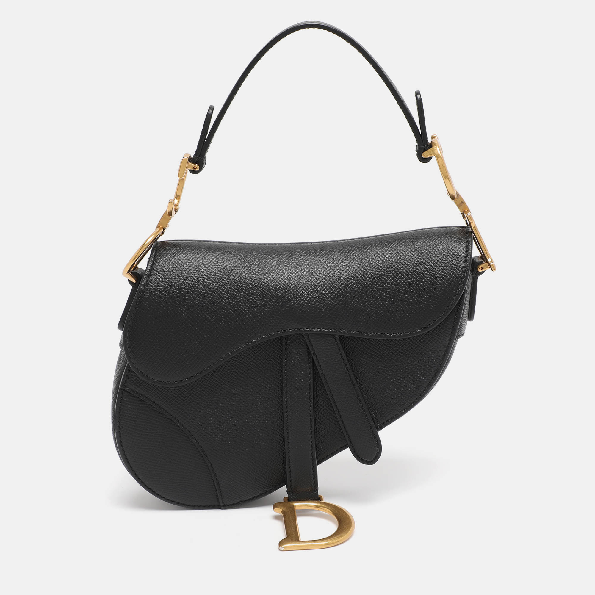 dior black leather mini saddle bag