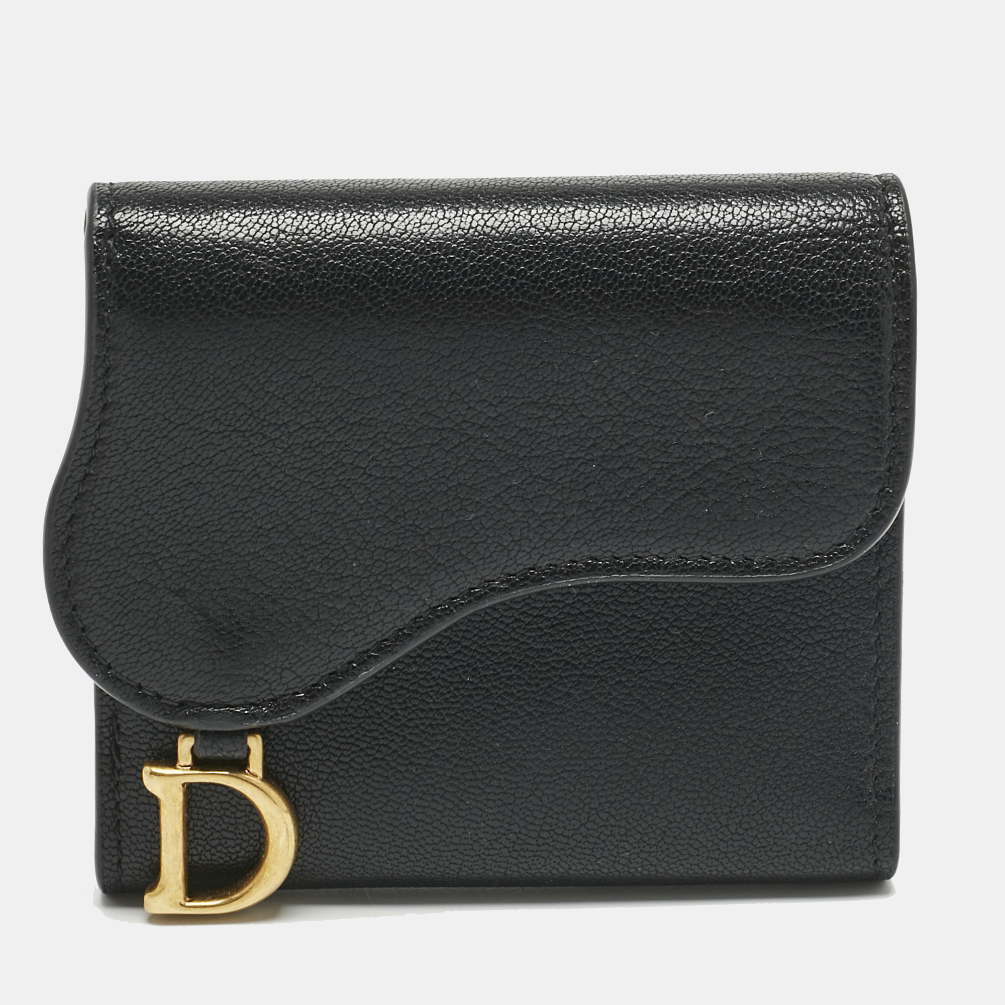 dior black leather saddle lotus wallet
